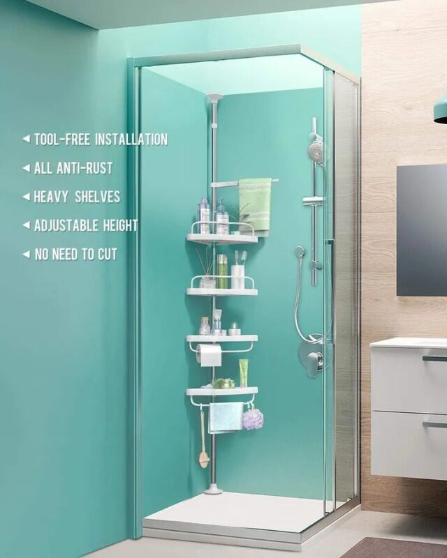 4 Layer Corner Shower Caddy, Adjustable Shower Shelf Organizer - Image 3