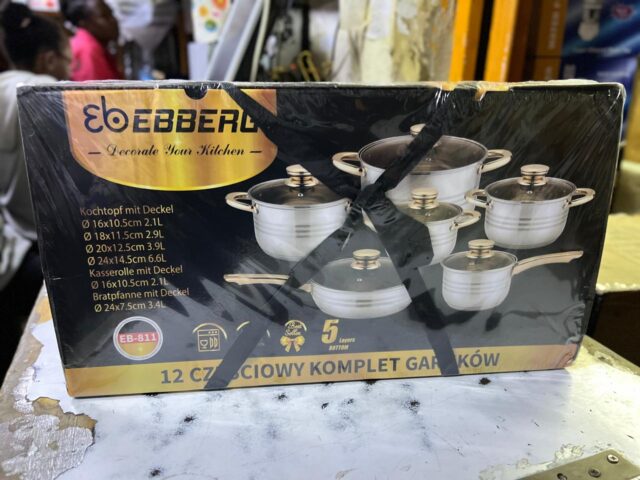 12 pc Stainless Steel Cookware Set With Glass Lid - Image 2