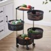 4-Tier Round Multipurpose Rack – 360° Rotating & Mobile Organizer